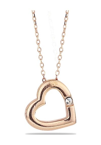 Kuyumcudukkani Zincirli"tektaşlı Kalp"kolye-37140-r-w Rose Gold
