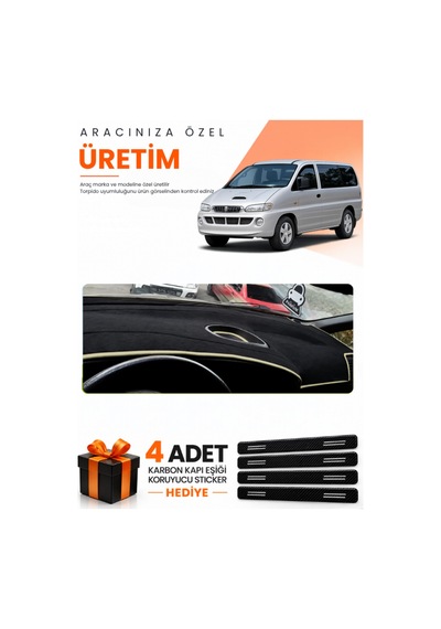 Hyundai Starex 1997-2007 Uyumlu Torpido Koruma Örtüsü Oto Kılıfı - Siyah Bej