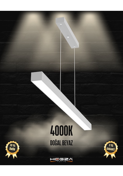 Lineer 80cm Gri Kasa, Doğal Beyaz Işık Modern Sarkıt Led Avize GRİ RENK