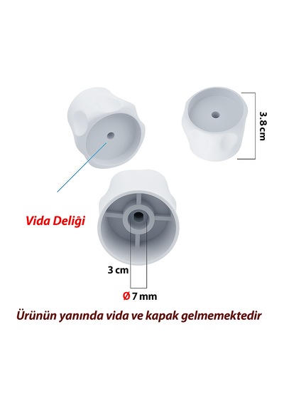 Vidalı 7 Mm - 5 Adet Radyatör Vanası Başlığı - Geniş Tip Petek Va