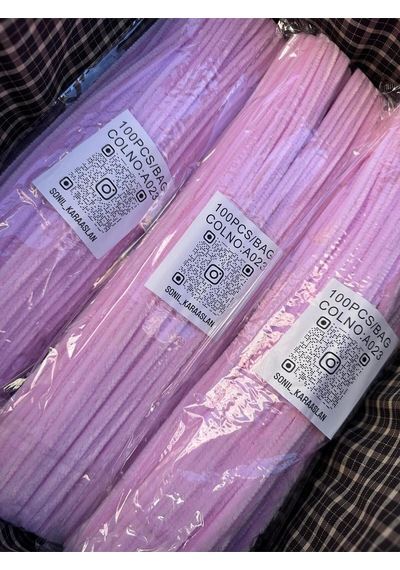 Şönil 100 Lü Pembe A023 Renk Kod 30 Cm - Yoğun Tüylü Hobi Çubuğu Tel El İşi 100 Lü Paket