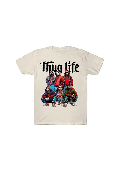 Tarzsokak Thug Life Tişörtleri Korku Karakterleri Katil Ekibi Kentsel Korku Filmi Tişörtü Erkekler Kadı Bej