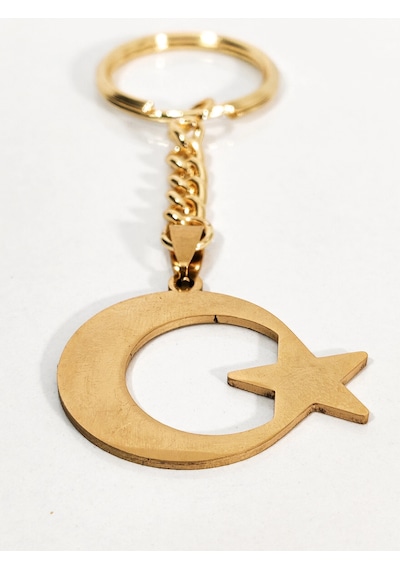 Ay Yıldız Figürlü Anahtarlık Gold Renk Milli Ve Anlamlı Şık Çanta & Anahtar Aksesuarı Çok Renkli