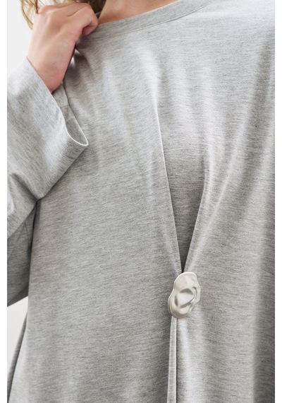 Manuka Düğüm Tasarımlı Pantolonlu Takım Gri Melanj Gri Melanj