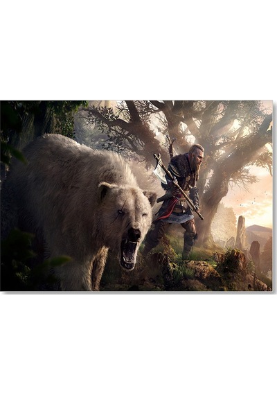 Cakasepetim Assassins Creed Baltalı Savaşçı Ve Ayı Ahşap Mdf Tablo