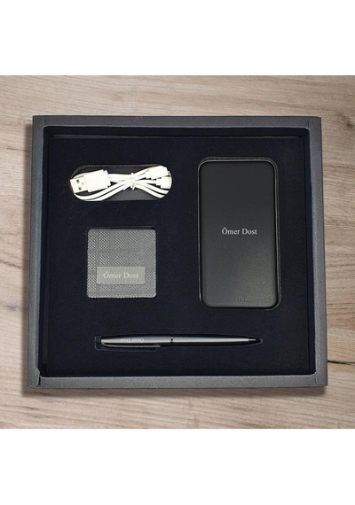 Kişiye Özel Hediyelik Set 5000 Mah Powerbank, Metal Tükenmez Kal