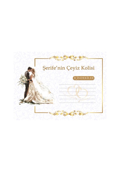 10 Adet Kişiye Özel Gelin Çeyizi Koli Etiketi Sticker A4 Renkli Kutu, Bohça, Koli Etiketi
