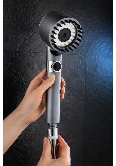 Ymv Premium Spa Siyah 3 Lü Filtreli Masajlı Duş Seti Fonksiyonlu Başlık Pvc Hortum Ve Askı