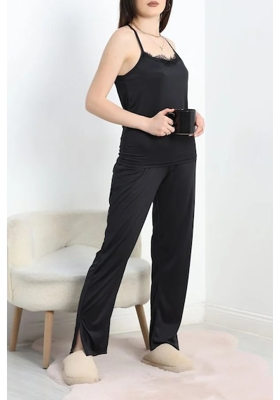 Seka Store Seka Milan İp Askılı Pijama Takım Siyah - 70179.1857. Çok Renkli