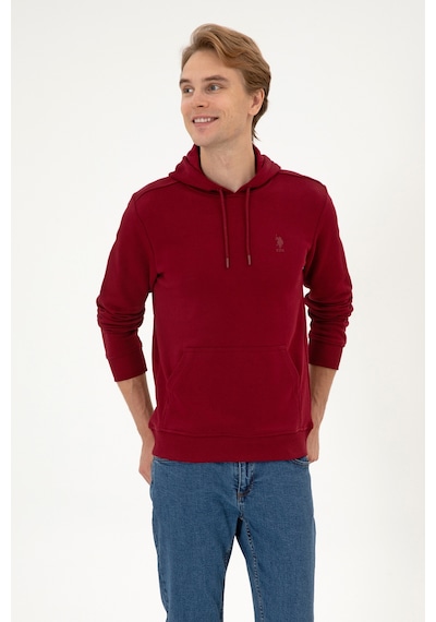 U.S. Polo Assn. Erkek Regular Fit Kapüşonlu Bordo Basic Sweatshirt 50313720-VR014