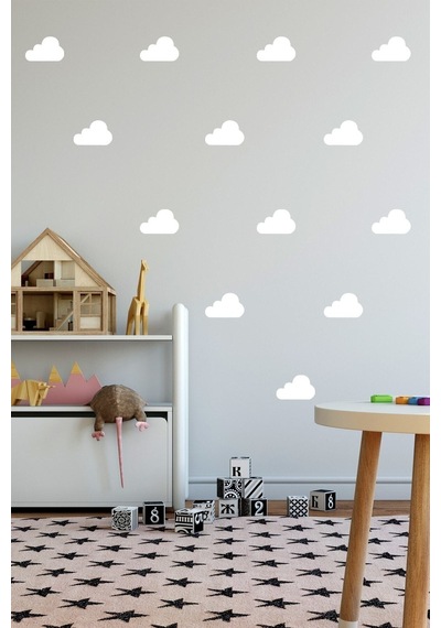 Beyaz Bulutlar Duvar Sticker Seti