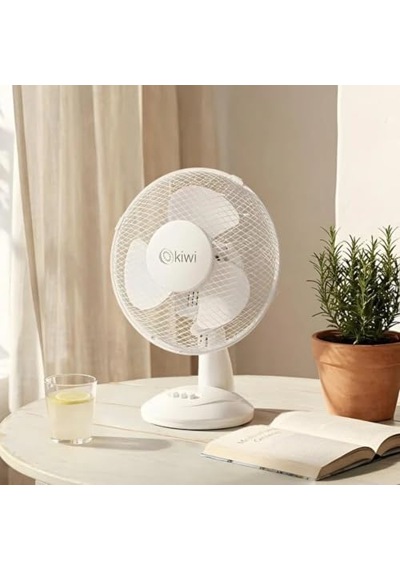 Masaüstü Vantilatör 23 Cm Fan Çapı, 3 Kademeli Hız Ayarlı, Salınım Fonksiyonlu, Sessiz Çalışan Kompakt Mini Fan, Ev Ofis Masa Üstü Kullanım İçin Beyaz Vantilatör