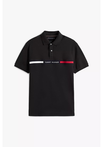 Tommy Hilfiger Erkek Regular Fit Göğsü Şeritli Ve Yazı Nakışlı Polo Yaka T-shirt - Siyah Triple Black Tommy Hilfiger Erkek Regular Fit Göğsü Şeritli Ve Yazı Nakışlı Polo Yaka T-shirt - Siyah Triple Black