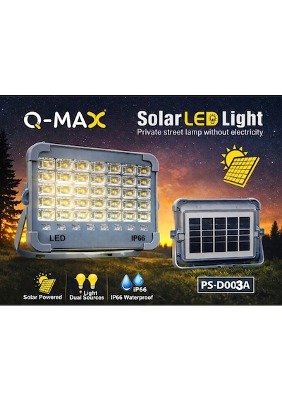 Q-max Solar Led Işıldak Su Geçirmez Güneş Enerjili Aydınlatma Ps-d003a