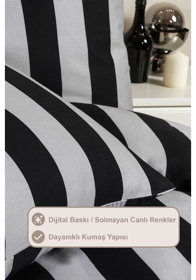 Elart Brad Nevresim Takımı King Size Digital Baskılı %100 Pamuk Saten 4 Parça 240x220 Cm Antrasit Antrasit