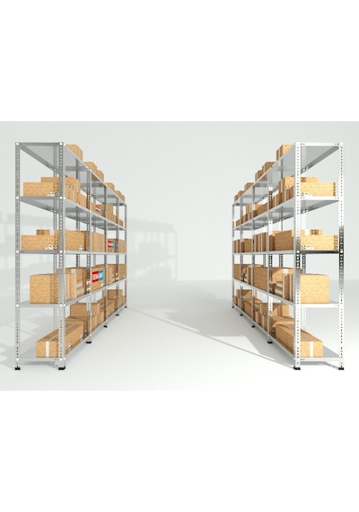 Raf Burada  6 Katlı Duble Galvaniz Çelik Raf - Depo, Arşiv, Kiler, Dosya, Market Rafı-31x60x200 cm- 0.70 mm