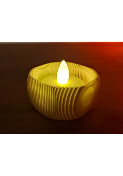 Mini Şamdan Mumluk Decor Mum Dahil Ahşap Renk Masa Dekor ŞEFFAF
