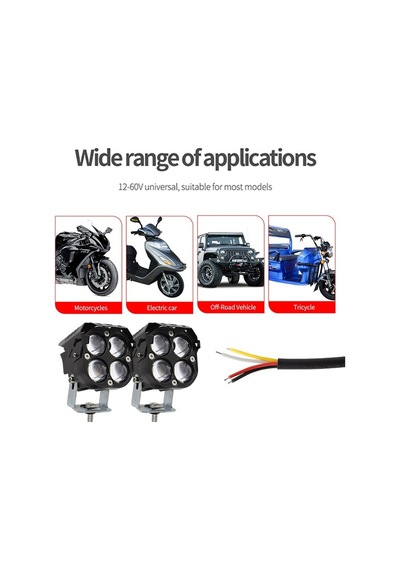 Space Offroad Sis Lambası Kırmızı Gündüz Ledli Çakarsız 7.8 X 7.8 X 7.1cm Set 12-60v / Lass366-1