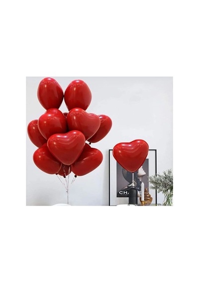 Kırmızı Kalpli Balon Sevgililer Günü Romantik Kutlama 12 İnç Kırmızı Kalp Balon 100 Adet Kırmızı Kırmızı