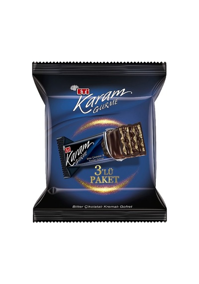 Eti Karam Gurme Bitter Çikolatalı Kremalı Gofret 3lü 150g 4'li Avantaj Paketi - 4 Adet Tarı