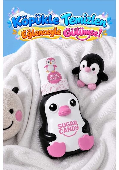 Sugar Candy Çilek Kokulu Doğal Vegan Çocuk Köpük El Sabunu Lumı 350 Ml Paraben İçermeyen Pembe Köpük