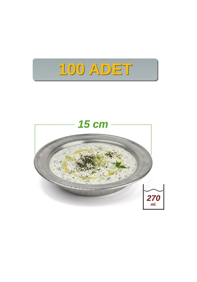 Binbir Trend 15 Cm Yanaklı Krom Çelik Cacık Ve Çorba Kasesi 270 Ml Lokanta, Restoran Ve Ev Tipi Kase -kase1511 100 Adet