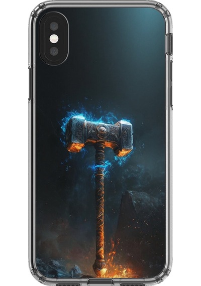 Apple Uyumlu iPhone Xs Şeffaf Kılıf Çekiç Tasarımlı