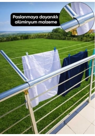 Raın Yuvarlak Ağızlı Balkon Çamaşırlık, Alüminyum Çamaşır Asma Aparatı, 5 Cm Korkuluk Uyumlu, Balkon Çamaş Diğer