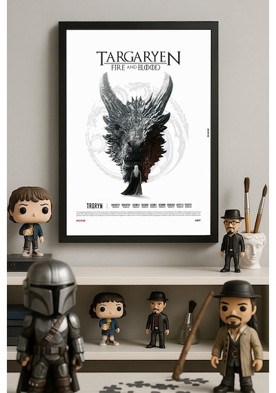 Targaryen Siyah Ahşap Çerçeveli Poster, Dizi Duvar Tablosu