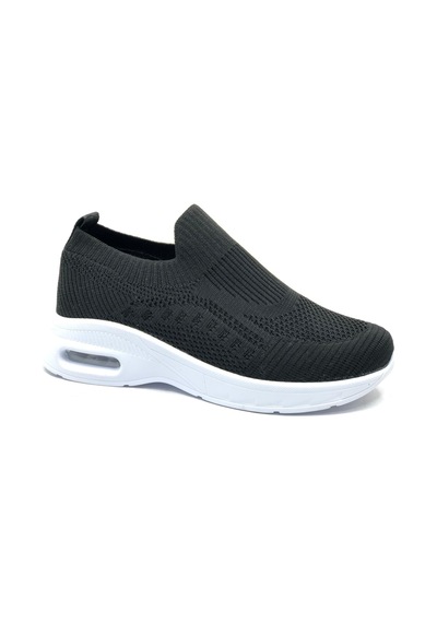 Kocamanlar 2416 4 Cm Topuklu Taban Sneaker Kadın Spor Ayakkabı Siyah - Beyaz