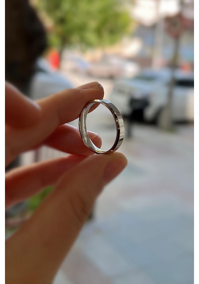 Gümüş 4 Mm Düz Klasik Yanı Kesik Alyans Söz Nişan Erkek Kadın Yüzük Diğer
