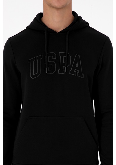 U.S. Polo Assn. Erkek Regular Fit Kapüşonlu Siyah Basic Sweatshirt 50315663-VR046