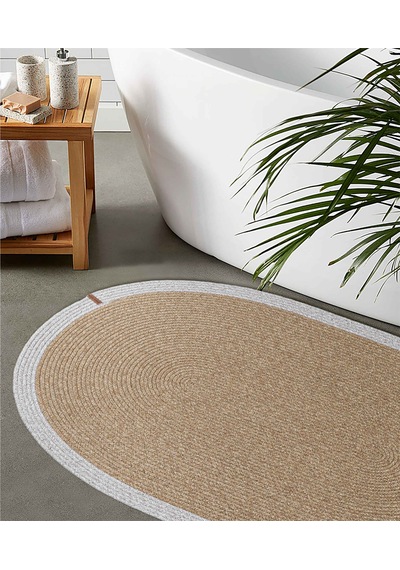 Cesta El Yapımı Pamuklu Natural Gri Jüt Hasır Dekoratif Kilim 9020 Natural