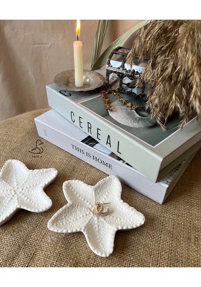 Deniz Yıldızı Görünümlü Dekoratif Tabak 4 Lü 14-14 Cm