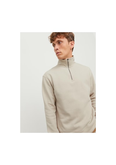 Jack & Jones Jjebradley Sweat Half Zıp Moonbeam 12250747 Krem