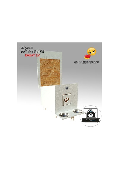 Kedigram Kedi Kulübesi Basic White Pearl Plus Kedi Evi Yağlı Boyalı