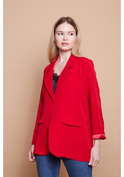 Yakalı Kolu Katlamalı Cep Kapaklı Salaş Boyfriend Oversize Hafif Likralı Kumaş Blazer Ceket-kırmızı Kırmızı Yakalı Kolu Katlamalı Cep Kapaklı Salaş Boyfriend Oversize Hafif Likralı Kumaş Blazer Ceket-kırmızı Kırmızı