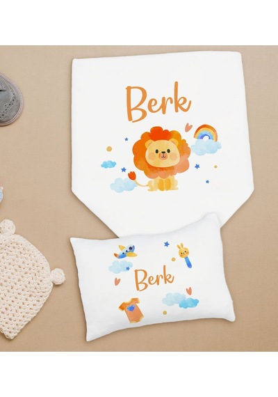 Bk Kids Kişiye Özel İsimli Bebek Battaniye Ve Yastık Hediye Seti, Yeni Doğan Bebek Hediyesi, Bebek Uyku Seti-10
