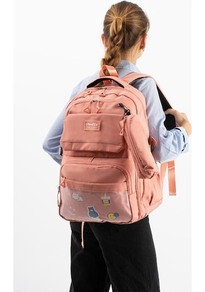 Ventis Unisex Okul Çantası Lise Ortaokul Kalemlikli 2'li Set Sırt Çantası 43 30 Cm Çok Cepli Vnt7-d Turuncu