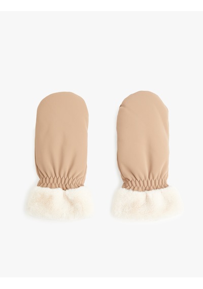 Koton Faux Fur Detail Gloves Deve Tüyü 6wak50115aa Taba