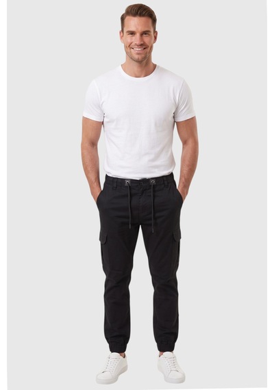 Deepsea Erkek Slim Fit Likralı Siyah Kargo Cepli Jogger Pantolon İpli Bel Lastikli Paça 2600589 Deepsea Erkek Slim Fit Likralı Siyah Kargo Cepli Jogger Pantolon İpli Bel Lastikli Paça 2600589