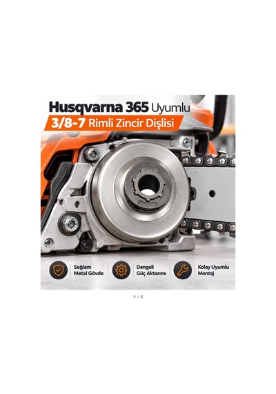Algaride Husqvarna 365 Jonsered 2165 Uyumlu 3/8-7 Rimli Zincir Dişlisi Debriyaj Tamburu Motorlu Testere Güç Aktarım Parça