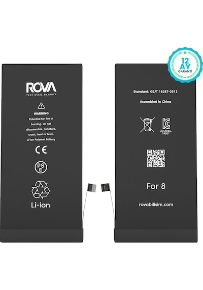 Rova Apple Uyumlu iPhone 8 Yüksek Kapasiteli Batarya Pil 2210 Mah