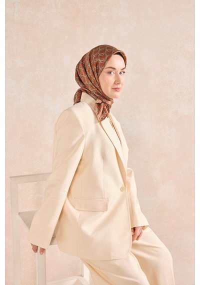 Silk Home Twill İpek Eşarp Zincir Kiremit Çok Renkli