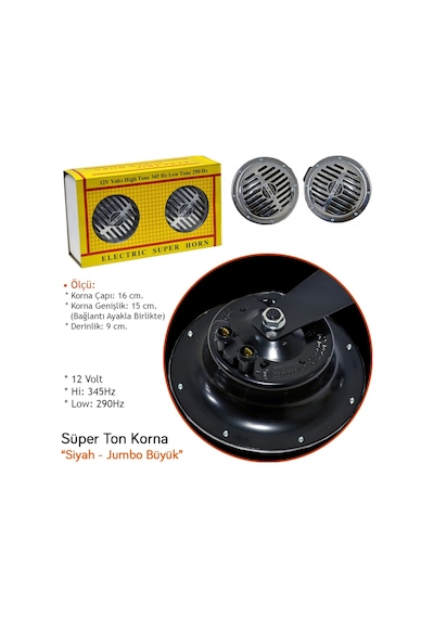 Carub 12V Ton Korna 17.5 Cm Jumbo Büyük Krom 290-345Hz Br