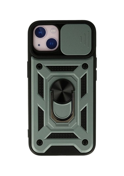 Apple iPhone Uyumlu   15 Kılıf Pars Lens Yüzüklü Silikon - Yeşil