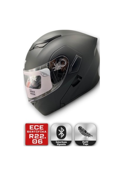 Motosiklet Rs2 Kask Çene Açılır Güneş Vizörlü Mat Black Mat Siyah