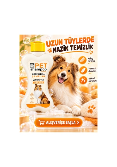 Uzun Tüylü Köpek Şampuanı 400 Ml Hassas Ciltler İçin Kolay Tarama, Yumuşak Ve Parlak Tüy Bakımı