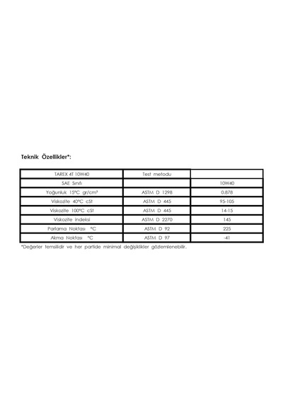 Tarmond Tarex 4t 10w-40 4 Zamanlı Yarı Sentetik Motosiklet Yağı 1l