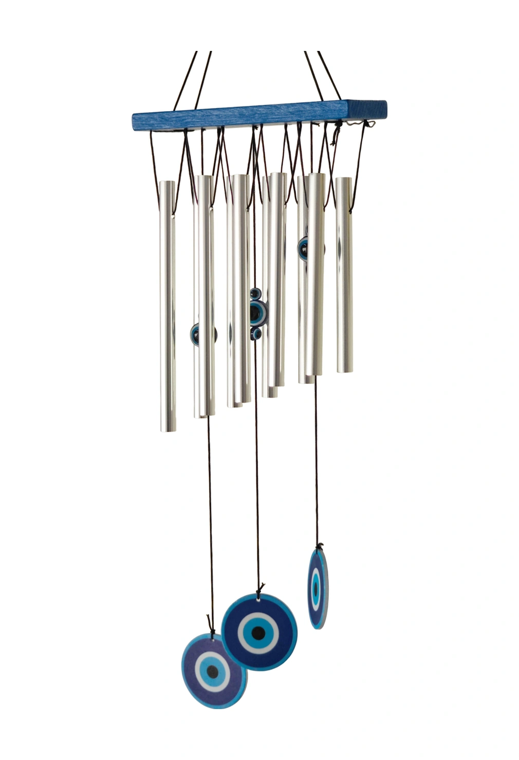 Feng Shui Nazar Boncuğu Rüzgar Çanı Metal Kötü Göze Karşı Dış Mekan Dekoratif Bahçe Kapı Süsü 52 Cm. 60  Cm